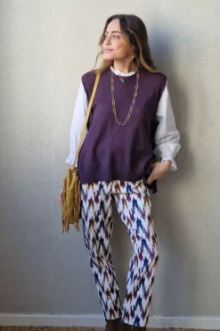 Pantalón ikat vaquero crudo
