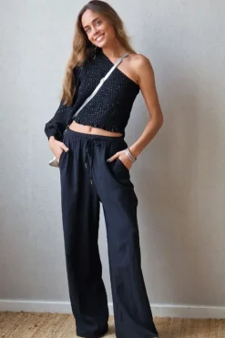 Pantalón tipo lino color negro