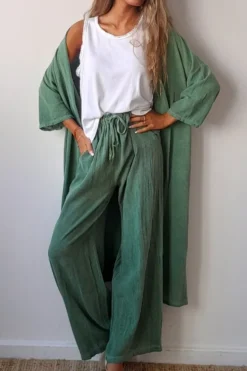 Pantalón tipo lino en color verde