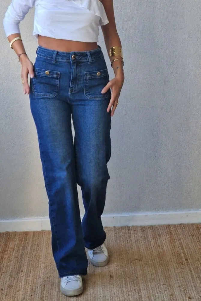 Pantalón vaquero con bolsillos delante azul jeans