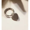 Pendiente combinable de acero con corazón plateado