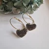 Pendientes acero corazón de brillos
