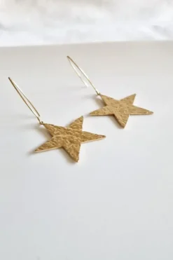 Pendientes acero estrella dorada