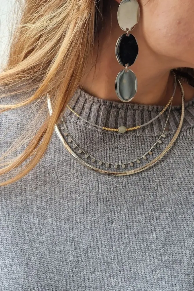 Pendientes acero oliva plata