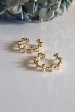 Pendientes aro dorado cruz