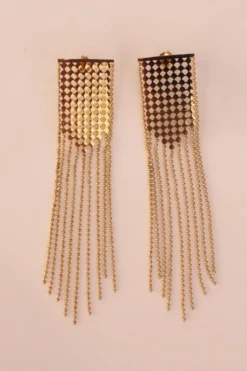 Pendientes cadena largo acero Dorado