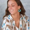 Pendientes Dona dorados y azules