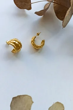 Pendientes dorados de acero aro