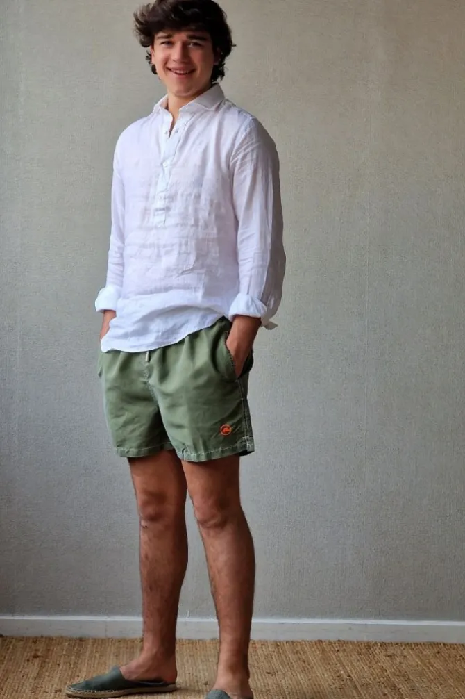 Polera de lino hombre blanca