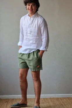 Polera de lino hombre blanca
