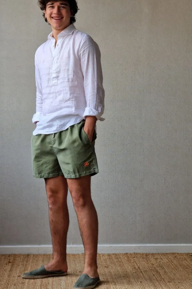 Polera de lino hombre blanca
