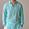 Polera de lino hombre verde mint