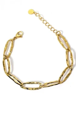 Pulsera de acero dorada eslabones bambu
