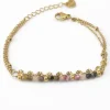 Pulsera finita de acero y piedras en colores