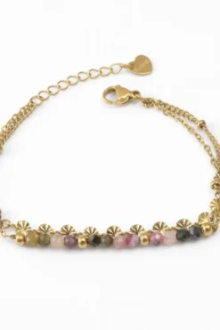 Pulsera finita de acero y piedras en colores