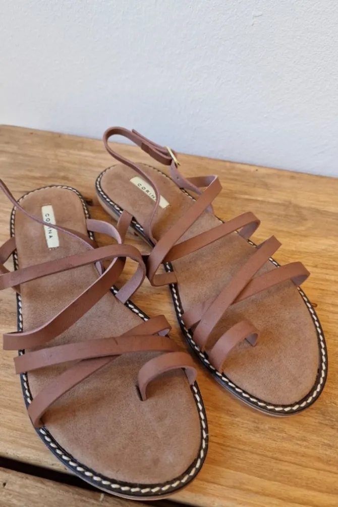 Sandalia tiras camel