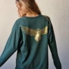 Sudadera básica con águila dorada verde botella