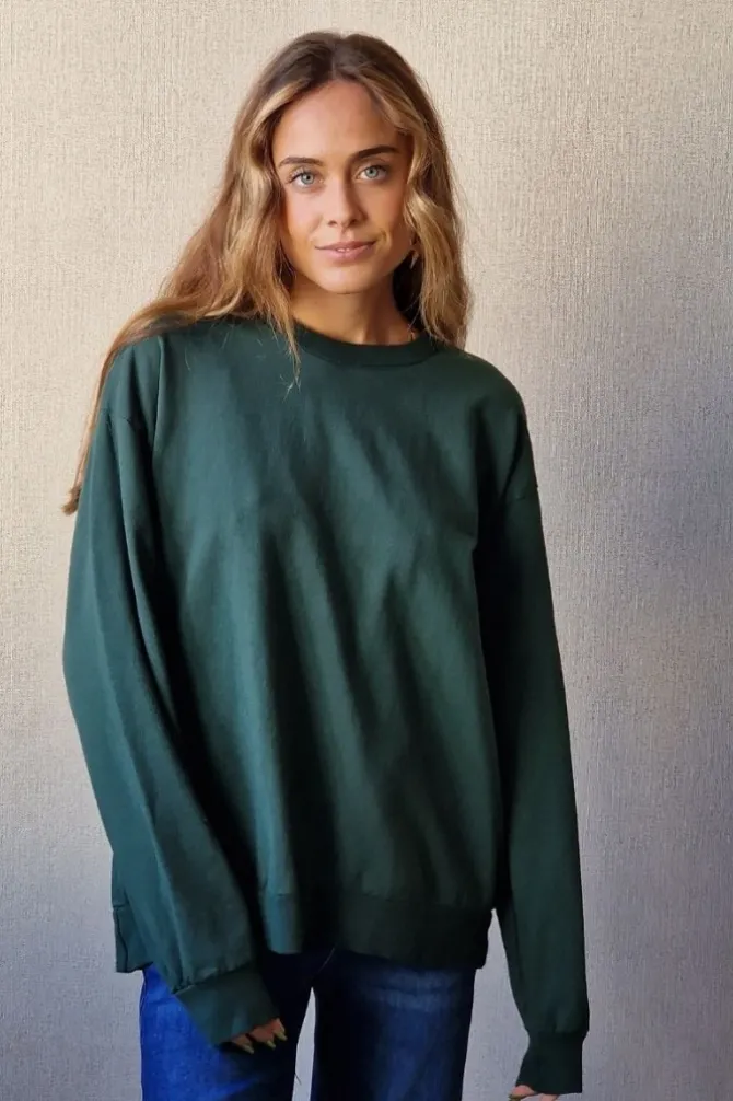 Sudadera básica con águila dorada verde botella