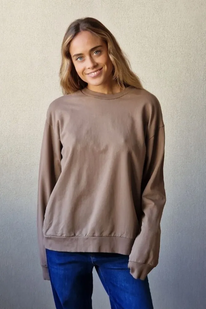 Sudadera básica con águila dorada topo