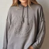 Sudadera con capucha lavada topo