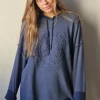 Sudadera con capucha lavada azul