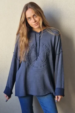Sudadera con capucha lavada azul