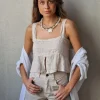 Top de tirantes lino color beige
