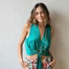 Top tipo raso con nudo verde