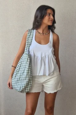 Top tirantes para atar al cuello blanco