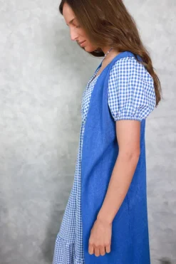 Vestido Brigitte de cuadro vichy azul
