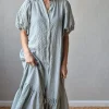 Vestido con botones vichy verde salvia
