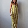 Vestido de tirantes estampado pistacho