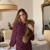 Vestido en granate con fruncido delantero