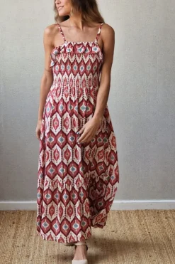Vestido estampado de tirantes rosa