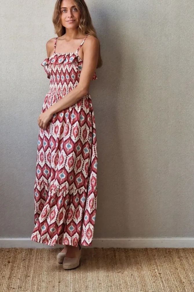 Vestido estampado de tirantes rosa