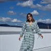 Vestido estampado ikat verde