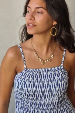 Vestido estampado Menorca de tirantes azul