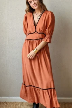 Vestido largo caldero de manga francesa
