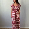 Vestido largo caldero y beige