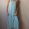 Vestido liso de gasa de tirantes verde mint