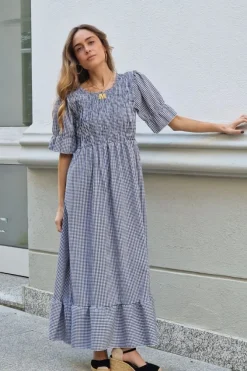 Vestido nido de abeja cuadro vichy negro