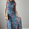 Vestido tul de flores verde